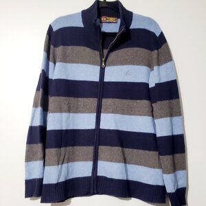 La Martina Stripped, Lambs Wool Italiano Polo Zip Up, Large L